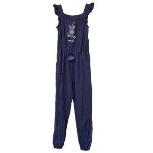 Boden Jumpsuit Girls Kids 13 14 Y Blue Floral Ruffle One PIece Long Pants Casual